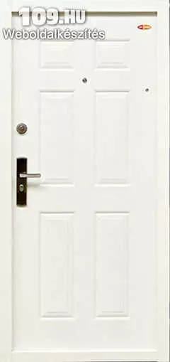 Acél biztonsági bejárati ajtó fényes fehér